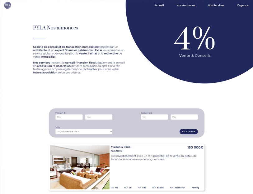 Pyla - Wordpress gestion biens immobiliers